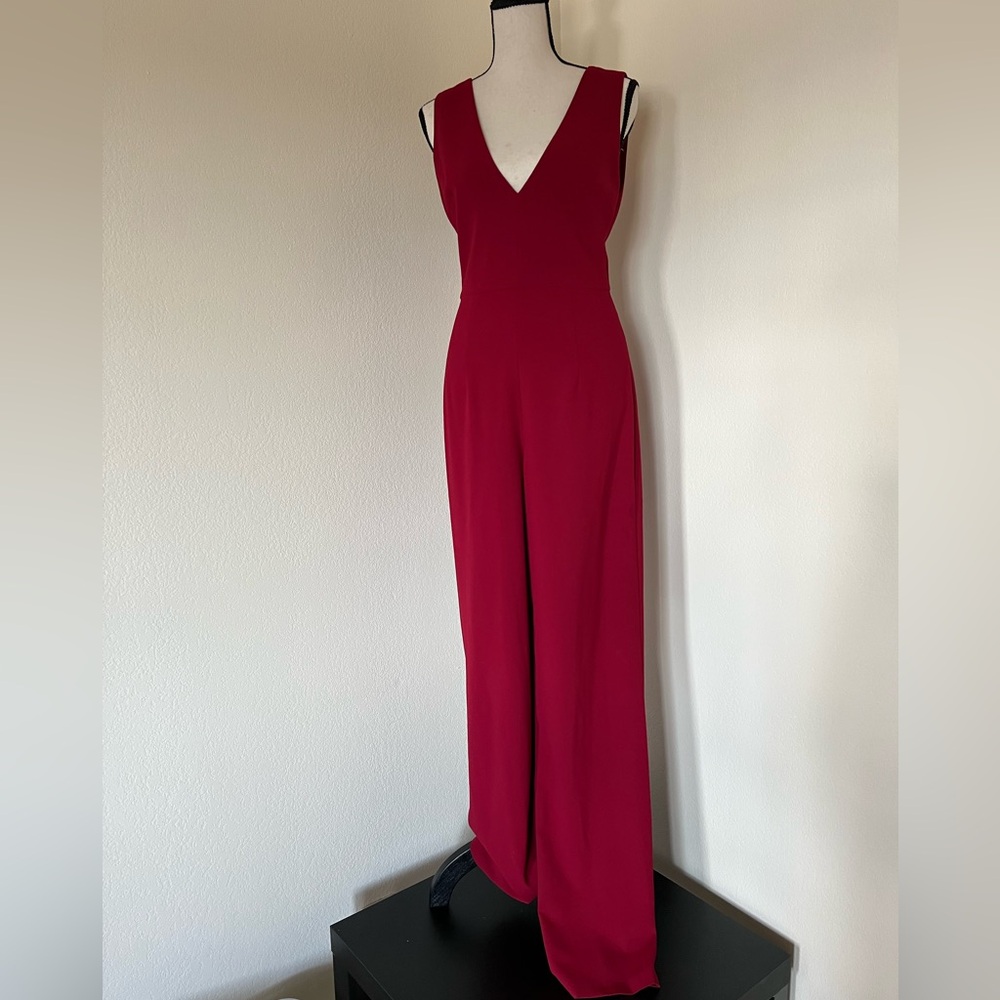 Alice + Olivia Deep Red Sleeveless Jumpsuit